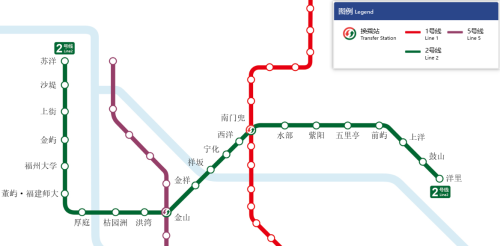 福州地铁2号线运营线网图